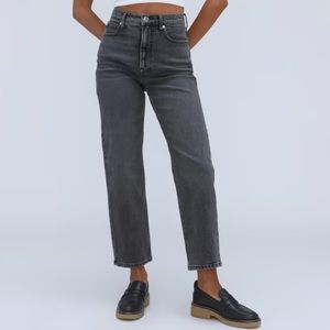 Black High Rise Everlane Wide Leg Crop Jeans